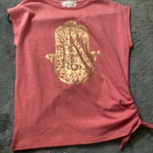 btween Red Tee with Gold Hamsa Design